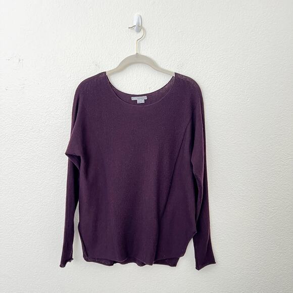 [Vince] Purple Cashmere Wool Blend Pullover Round Neck Slouchy Sweater Size XS - Picture 1 of 11